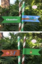 Load image into Gallery viewer, Rain Forest Birthday Party Straws Pennant Paper Girl Boy Rainforest Zoo Animals Wild Jungle Amazon Boogie Bear Invitations Chandler Theme