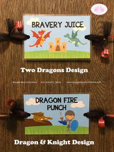 Dragon Knight Party Beverage Card Wrap Birthday Drink Label Boy Soldier Shield Red Sword Battle Fight Boogie Bear Invitations Lawson Theme