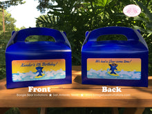 Load image into Gallery viewer, Surfer Shark Birthday Party Treat Boxes Favor Ocean Swimming Blue Pool Swim Beach Surfing Surf Boy Girl Boogie Bear Invitations Xander Theme