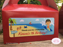 Load image into Gallery viewer, Surfer Boy Birthday Party Treat Boxes Favor Luau Beach Ocean Swimming Swim Island Surfing Pool Surf Box Boogie Bear Invitations Kimoni Theme