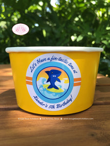 Surfer Shark Birthday Party Treat Cups Food Candy Buffet Appetizer Birthday Pool Swimming Swim Surfing Boogie Bear Invitations Xander Theme