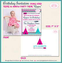 Load image into Gallery viewer, Pink Teepee Arrow Birthday Party Invitation Photo Girl Chevron 1st 2nd 3rd Boogie Bear Invitations Rayna Theme Paperless Printable Printed