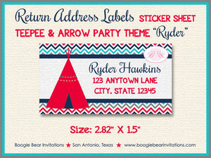 Teepee Arrow Birthday Party Invitation Photo Girl Boy Chevron Tipi Red Blue Boogie Bear Invitations Ryder Theme Paperless Printable Printed