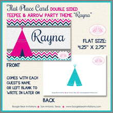Load image into Gallery viewer, Pink Teepee Birthday Favor Party Card Tent Place Food Tag Girl Chevron Teal Aqua Turquoise Tipi Camping Boogie Bear Invitations Rayna Theme