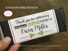 Load image into Gallery viewer, Mr. Wonderful Birthday Party Candy Bar Wraps Wrappers ONE Onederful Sticker Boy Gift Black White Gold 1st Boogie Bear Invitations Owen Theme