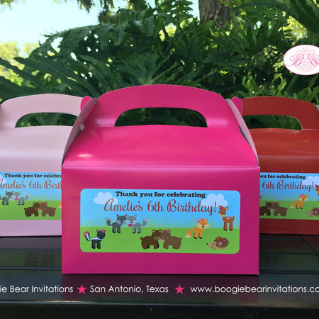 Valentines Day Woodland Animals Party Treat Boxes Birthday Favor Bag Love Red Pink Heart Spring Forest Boogie Bear Invitations Amelie Theme