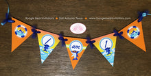 Load image into Gallery viewer, Surfer Shark Pennant I am 1 Banner Birthday Party Highchair Ocean Swimming Orange Blue Boy Girl 1st 2nd Boogie Bear Invitations Xander Theme