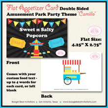 Load image into Gallery viewer, Amusement Park Birthday Party Favor Card Tent Place Appetizer Boy Girl Carnival Ride Carousel Boogie Bear Invitations Camillo Theme Printed