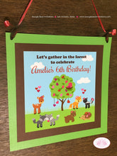 Load image into Gallery viewer, Valentine&#39;s Day Birthday Party Door Banner Woodland Animals Forest Creatures Heart Love Red Pink Garden Boogie Bear Invitations Amelie Theme