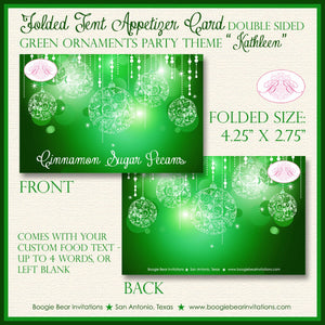 Green Glowing Ornament Birthday Party Favor Card Place Food Appetizer Girl Formal Dinner Garden Dance Boogie Bear Invitations Kathleen Theme