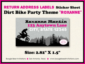 Dirt Bike Birthday Party Invitation Mountain Pink Girl Enduro Motocross Racing Race Track Hill Boogie Bear Invitations Roxanne Theme Printed