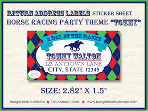 Horse Racing Birthday Party Invitation Jockey Kentucky Derby Red Green Blue Boogie Bear Invitations Tommy Theme Paperless Printable Printed