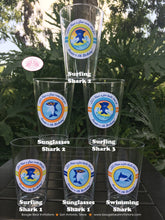 Load image into Gallery viewer, Surfer Shark Birthday Party Beverage Cups Plastic Drink Boy Girl Pool Surf Swimming Surfing Ocean Beach Boogie Bear Invitations Xander Theme