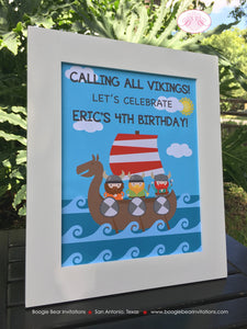Viking Warior Birthday Party Sign Poster Frameable Boy Girl Ocean Nordic Ship Swim Swimming Boat Medieval Boogie Bear Invitations Eric Theme
