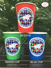 Load image into Gallery viewer, Horse Racing Birthday Party Beverage Cups Paper Drink Derby Argyle Red Green Blue Kentucky Jockey Races Boogie Bear Invitations Tommy Theme