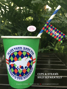Horse Racing Birthday Party Beverage Cups Paper Drink Derby Argyle Red Green Blue Kentucky Jockey Races Boogie Bear Invitations Tommy Theme
