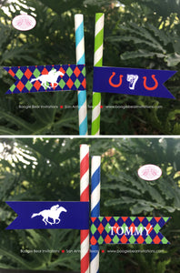 Horse Racing Birthday Party Straws Pennant Paper Drink Derby Argyle Red Green Blue Kentucky Jockey Races Boogie Bear Invitations Tommy Theme
