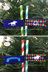 Horse Racing Birthday Party Straws Pennant Paper Drink Derby Argyle Red Green Blue Kentucky Jockey Races Boogie Bear Invitations Tommy Theme
