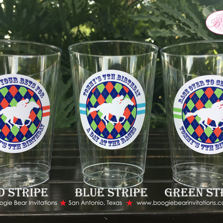 Horse Racing Birthday Party Beverage Cups Plastic Drink Derby Argyle Red Green Blue Kentucky Jockey Race Boogie Bear Invitations Tommy Theme