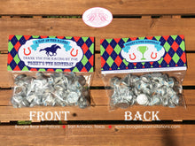 Load image into Gallery viewer, Horse Racing Birthday Party Treat Bag Toppers Folded Favor Boy Girl Kentucky Derby Argyle Races Jockey Boogie Bear Invitations Tommy Theme