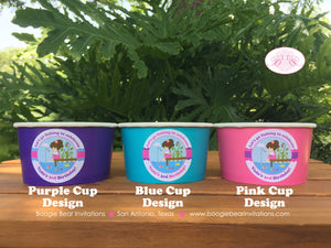 Fishing Girl Birthday Party Treat Cups Candy Buffet Appetizer Food Fish Blue Pink Purple Lake River Dock Boogie Bear Invitations Vada Theme