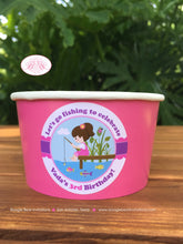 Load image into Gallery viewer, Fishing Girl Birthday Party Treat Cups Candy Buffet Appetizer Food Fish Blue Pink Purple Lake River Dock Boogie Bear Invitations Vada Theme