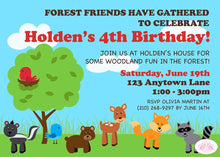 Load image into Gallery viewer, Woodland Animals Birthday Party Invitation Fox Deer Raccoon Forest Boy Girl Boogie Bear Invitations Holden Theme Paperless Printable Printed