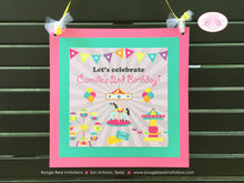 Load image into Gallery viewer, Amusement Park Birthday Party Door Banner Pink Girl Carnival Carousel Horse Ferris Wheel Ride Circus Boogie Bear Invitations Camille Theme