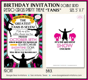 Circus Showman Birthday Party Invitation Animals Pink Girl Greatest Show Boogie Bear Invitations Tanis Theme Paperless Printable Printed