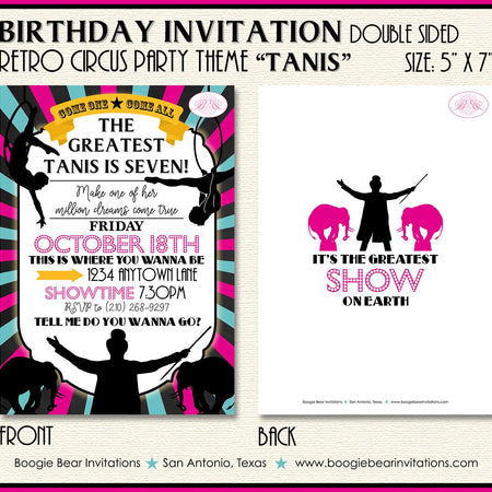 Circus Showman Birthday Party Invitation Animals Pink Girl Greatest Show Boogie Bear Invitations Tanis Theme Paperless Printable Printed