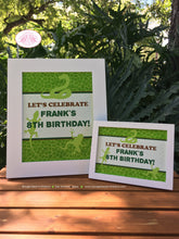 Load image into Gallery viewer, Reptile Birthday Party Sign Poster Frameable Boy Girl Frog Snake Lizard Amazon Jungle Rain Forest Zoo Boogie Bear Invitations Frank Theme