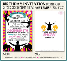 Load image into Gallery viewer, Circus Showman Birthday Party Invitation Animals Pink Girl Big Top Pink Boogie Bear Invitations Artemis Theme Paperless Printable Printed