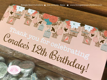 Load image into Gallery viewer, Garden Birds Birthday Party Treat Bag Toppers Folded Favor Label Coral Teal Birdcage Garden Picnic Tag Boogie Bear Invitations Coralee Theme