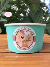 Load image into Gallery viewer, Garden Birds Party Treat Cups Candy Food Buffet Paper Birthday Girl Birdcage Coral Teal Outdoor Picnic Boogie Bear Invitations Coralee Theme