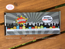 Load image into Gallery viewer, Superhero Birthday Party Candy Bar Wraps Wrappers Sticker Chocolate Cover Label Favor Boy Girl Super Hero Boogie Bear Invitations Max Theme