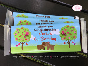 Valentines Day Woodland Birthday Party Candy Bar Wraps Sticker Creatures Girl Boy Heart Forest Animals Boogie Bear Invitations Amelie Theme