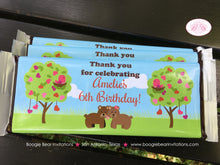 Load image into Gallery viewer, Valentines Day Woodland Birthday Party Candy Bar Wraps Sticker Creatures Girl Boy Heart Forest Animals Boogie Bear Invitations Amelie Theme