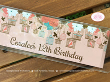 Load image into Gallery viewer, Garden Birds Birthday Party Bookmarks Favor Thank You Girl Coral Teal Birdcage Forest Bird Cage Picnic Boogie Bear Invitations Coralee Theme