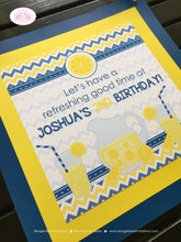 Load image into Gallery viewer, Blue Lemonade Birthday Party Door Banner Stand Boy Chevron Yellow Vintage Country Sweet Lemon Drink Boogie Bear Invitations Joshua Theme