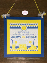 Load image into Gallery viewer, Blue Lemonade Birthday Party Door Banner Stand Boy Chevron Yellow Vintage Country Sweet Lemon Drink Boogie Bear Invitations Joshua Theme