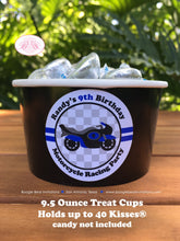 Load image into Gallery viewer, Motorcycle Birthday Party Treat Cups Candy Buffet Appetizer Food Black Blue Boy Girl Motocross Raceway Boogie Bear Invitations Randy Theme