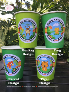 Rain Forest Birthday Party Beverage Cups Paper Girl Boy Rainforest Animals Jungle Amazon Tropical Zoo Boogie Bear Invitations Chandler Theme