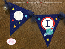 Load image into Gallery viewer, Outer Space Pennant I am 1 Banner Birthday Party Highchair Boy Girl Planet Science 1st 2nd 3rd 4th 5th Boogie Bear Invitations Galileo Theme