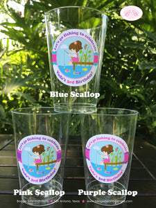 Fishing Girl Birthday Party Beverage Cups Plastic Drink Fish Blue Pink Purple Fishes Swim Rod Reel Dock Boogie Bear Invitations Vada Theme