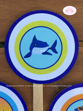 Load image into Gallery viewer, Surfer Shark Party Cupcake Toppers Birthday Boy Ocean Swimming Pool Wave Surf Surfing Beach Swim Sunset Boogie Bear Invitations Xander Theme