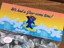 Load image into Gallery viewer, Surfer Shark Birthday Party Treat Bag Toppers Folded Favor Swimming Pool Swim Surf Surfing Ocean Beach Boogie Bear Invitations Xander Theme