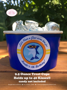 Surfer Shark Birthday Party Treat Cups Food Candy Buffet Appetizer Birthday Pool Swimming Swim Surfing Boogie Bear Invitations Xander Theme