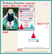 Load image into Gallery viewer, Teepee Arrow Birthday Party Invitation Photo Girl Boy Chevron Tipi Red Blue Boogie Bear Invitations Ryder Theme Paperless Printable Printed