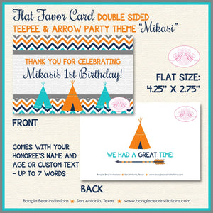 Teepee Birthday Favor Party Card Tent Place Food Tag Boy Girl Chevron Teal Aqua Turquoise Tipi Camping Boogie Bear Invitations Mikasi Theme