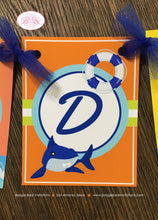 Load image into Gallery viewer, Surfer Shark Birthday Party Banner Small Ocean Swimming Beach Boy Girl Swim Wave Pool Fish Surf Island Boogie Bear Invitations Xander Theme